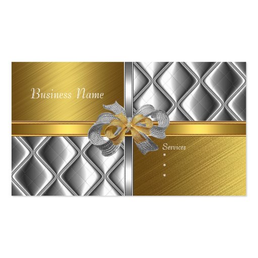 Business Card Elegant Silver Gold BowsTile Trim Business Cards (front side)