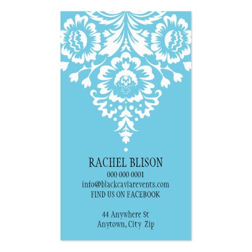 BUSINESS CARD elegant stylish damask (back side)