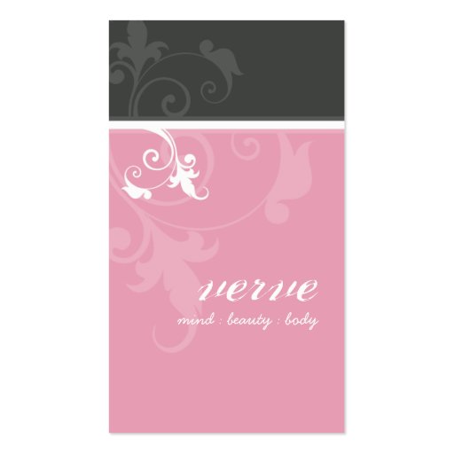 BUSINESS CARD elegant verve foliage pink grey (front side)