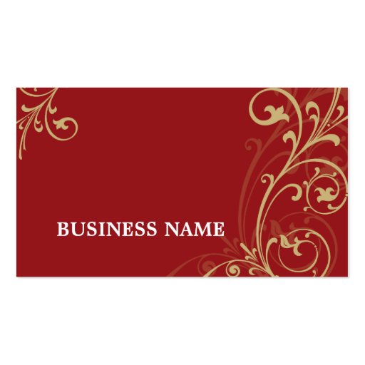 BUSINESS CARD fabulous elegant flourish red gold (front side)