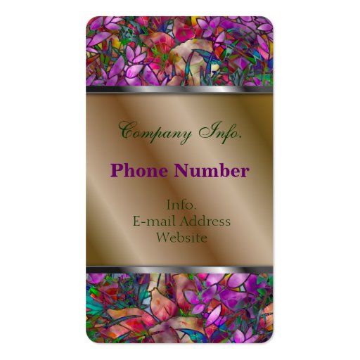 Business Card Floral Abstract Stained Glass (back side)