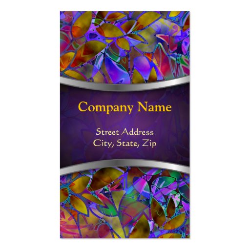Business Card Floral Abstract Stained Glass (front side)