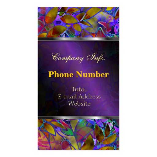 Business Card Floral Abstract Stained Glass (back side)