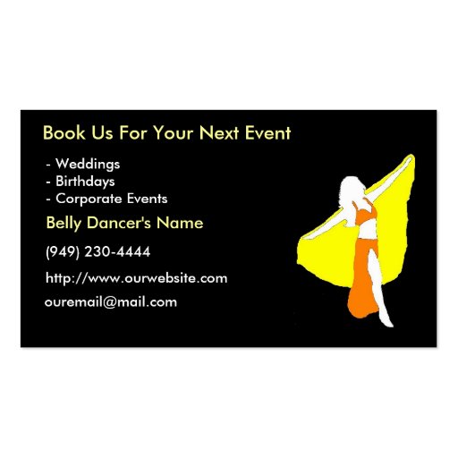 Business Card for Belly Dancers (front side)