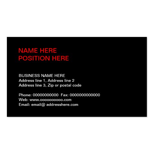 business card for dj, electrician, club, promoter (back side)
