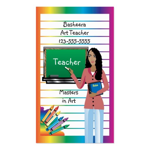 Business card for teacher, professor or substitute (front side)