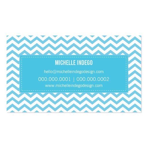 BUSINESS CARD fresh chevron pattern aqua blue (back side)