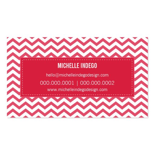 BUSINESS CARD fresh chevron pattern cherry red (back side)