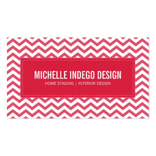 BUSINESS CARD fresh chevron pattern cherry red (front side)