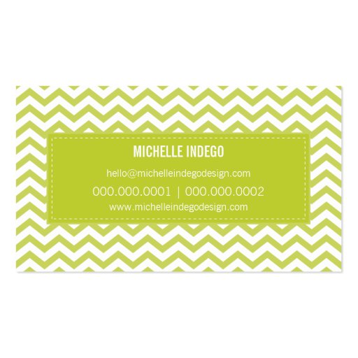 BUSINESS CARD fresh chevron pattern lime green (back side)