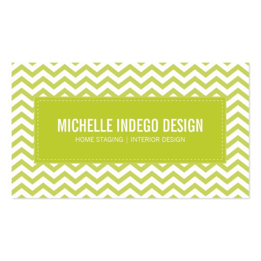BUSINESS CARD fresh chevron pattern lime green (front side)
