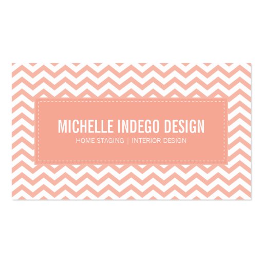 BUSINESS CARD fresh chevron pattern pale coral (front side)