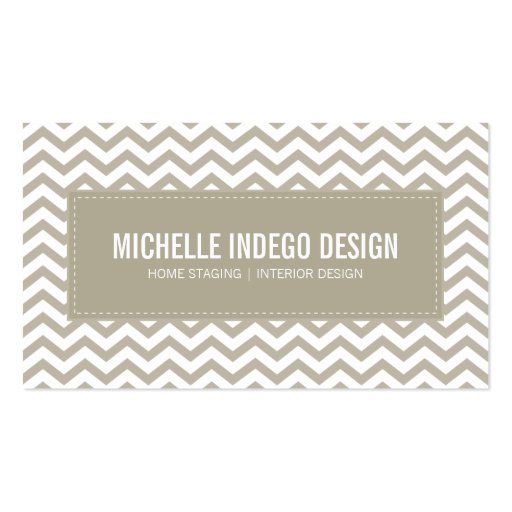 BUSINESS CARD fresh chevron pattern taupe (front side)