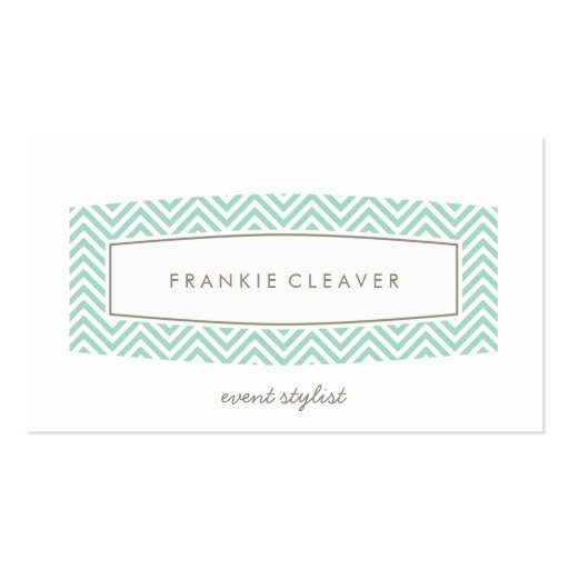 BUSINESS CARD fresh chevron patterned panel mint (front side)