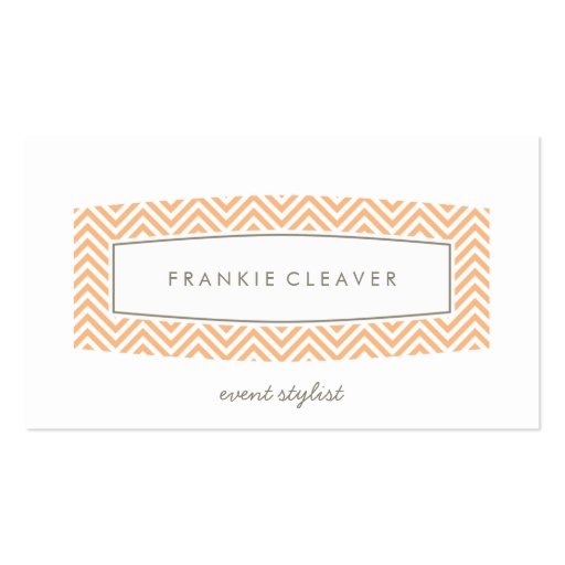BUSINESS CARD fresh chevron patterned panel peach (front side)