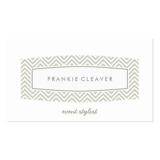 BUSINESS CARD fresh chevron patterned panel taupe (front side)