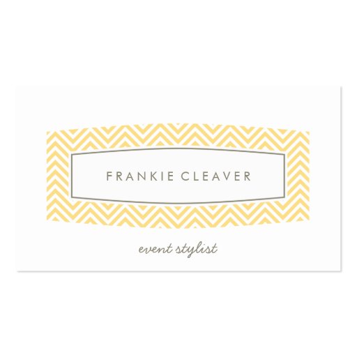 BUSINESS CARD fresh chevron patterned panel yellow (front side)
