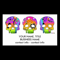 Business Card, Gift Tag - POP ART SKULLS business cards