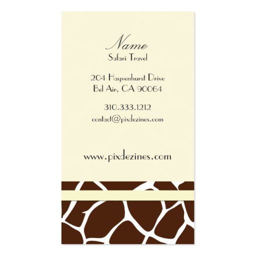 Business Card, giraffe patterns (back side)