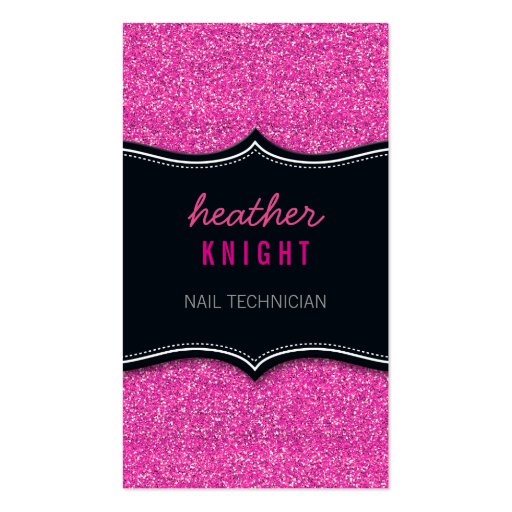 BUSINESS CARD glitzy glitter black magenta pink (front side)