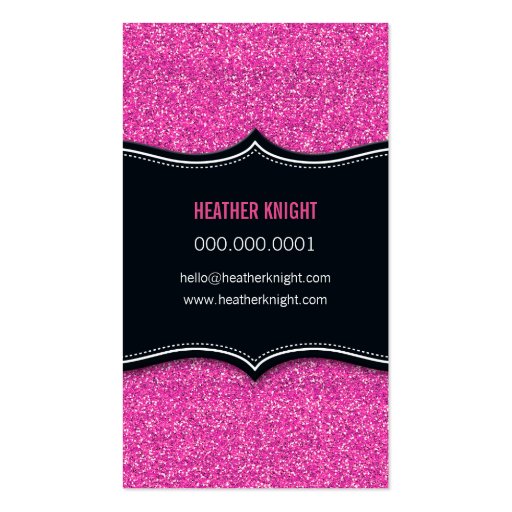 BUSINESS CARD glitzy glitter black magenta pink (back side)