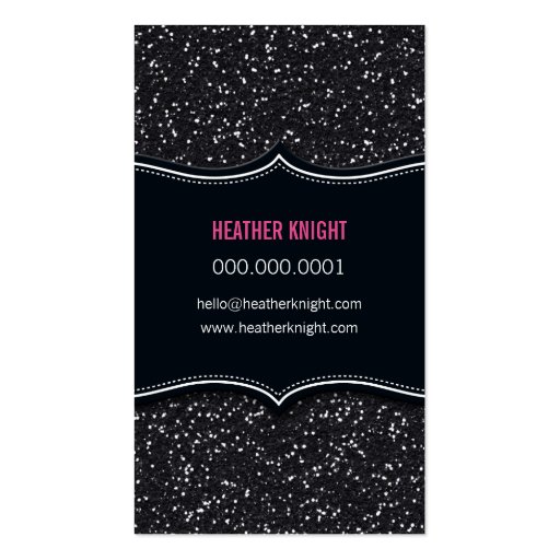 BUSINESS CARD glitzy glitter sparkle black pink (back side)