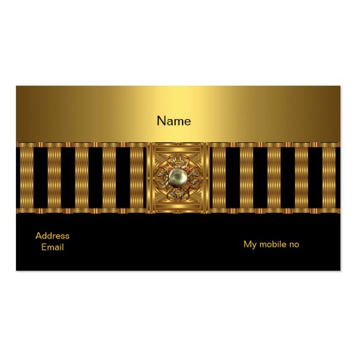 Business Card Gold on Gold Black Stripe (back side)
