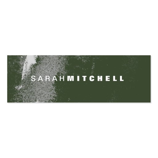 Business Card - Green & White Grunge Monogram (front side)