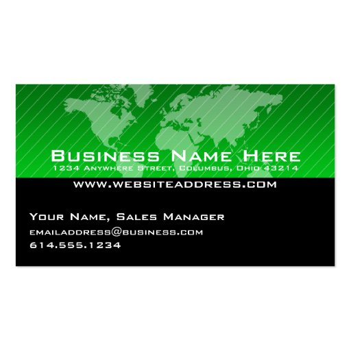 Business Card :: Green World Map Design 3 (front side)