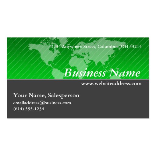 Business Card :: Green World Map with Gray D2
