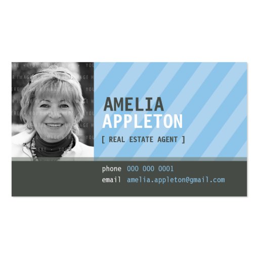 BUSINESS CARD :: jazzy photo blue stripe (front side)