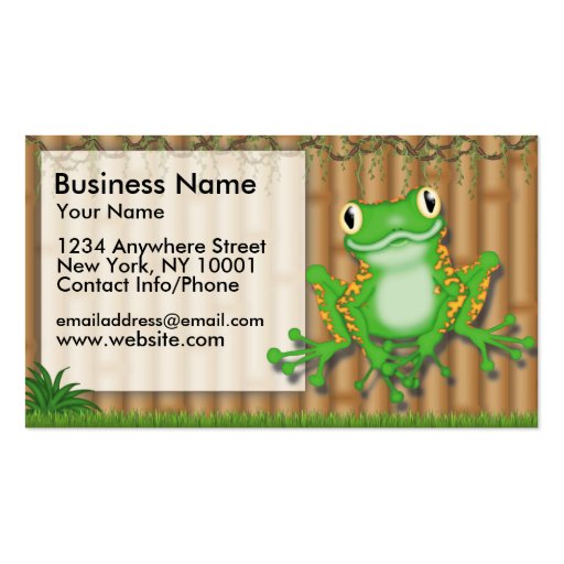 Business Card Jungle Fun Green Frog (front side)