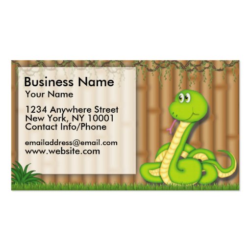Business Card Jungle Fun Green Snake (front side)