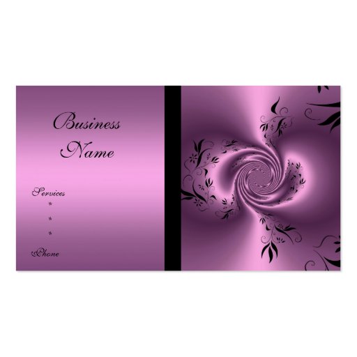 Business Card Mauve & Black Floral Abstract (front side)
