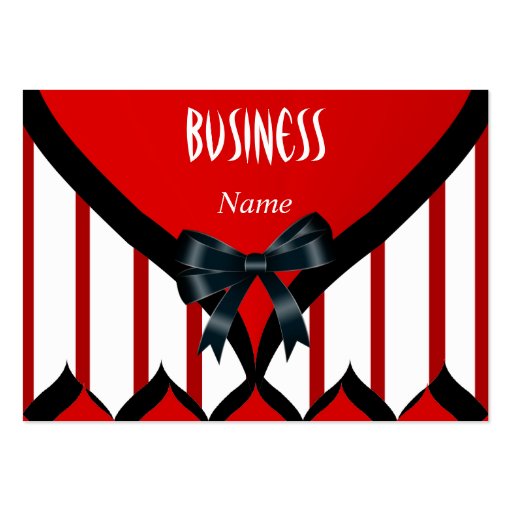 Business Card Modern Black Red White Stripe Bow