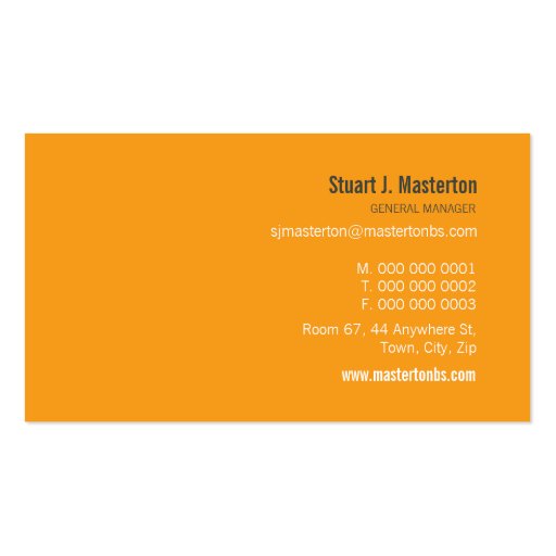 BUSINESS CARD modern blocked monogram orange grey (back side)