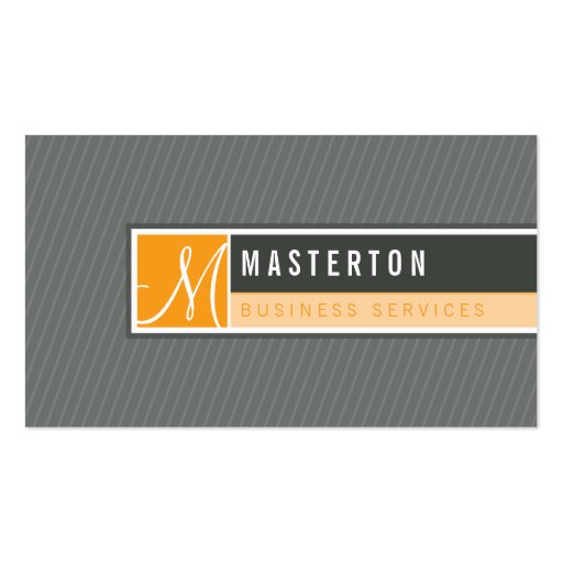 BUSINESS CARD modern blocked monogram orange grey (front side)