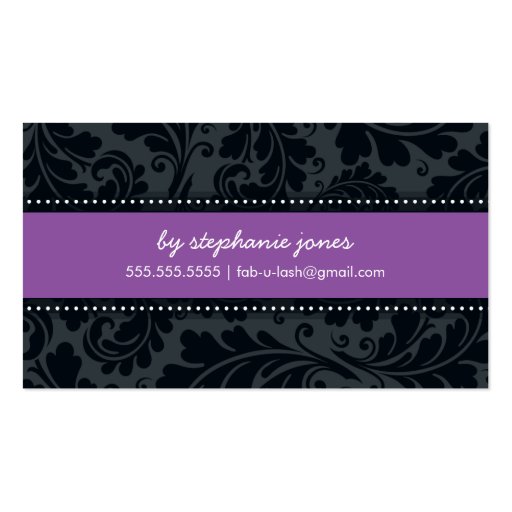 BUSINESS CARD modern bold flourish purple black (back side)