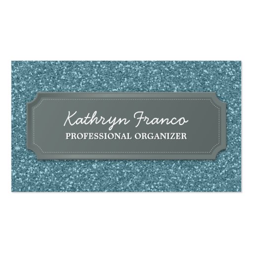BUSINESS CARD modern bold sparkly blue glitter (front side)