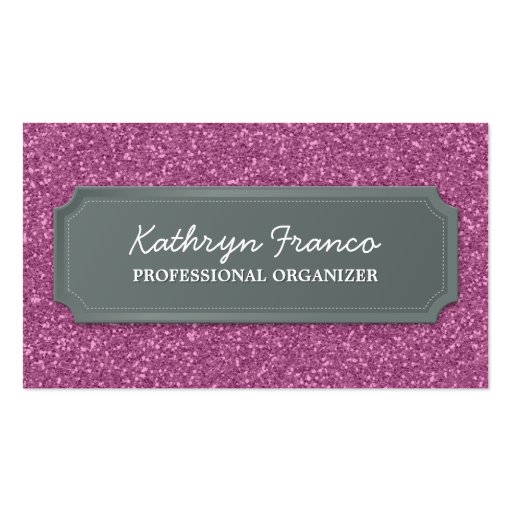 BUSINESS CARD modern bold sparkly pink glitter (front side)