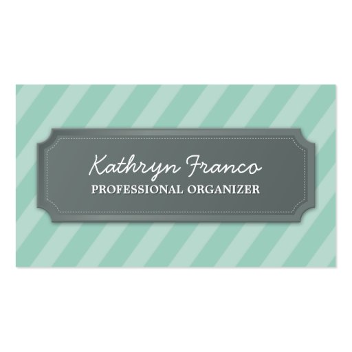 BUSINESS CARD modern bold stripe pale mint green (front side)