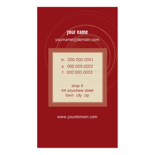 BUSINESS CARD modern box monogram maroon gold (back side)