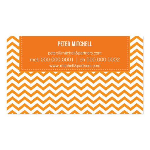 BUSINESS CARD modern fresh chevron orange (back side)
