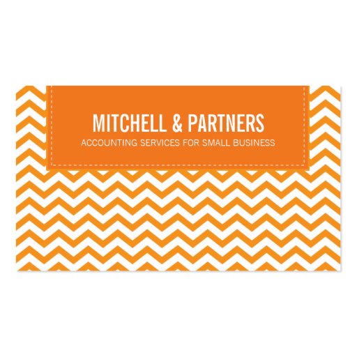 BUSINESS CARD modern fresh chevron orange (front side)
