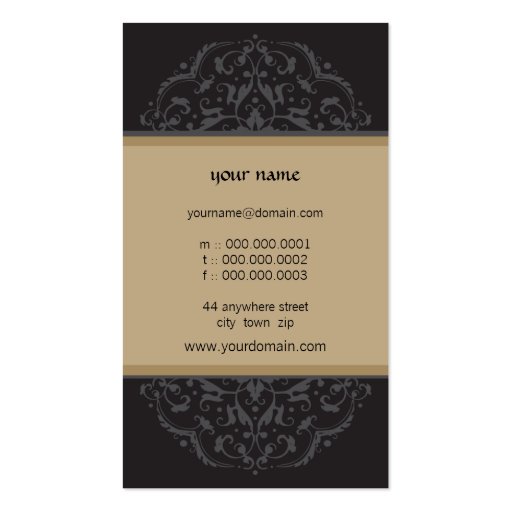 BUSINESS CARD modern oriental mandala black gold (back side)