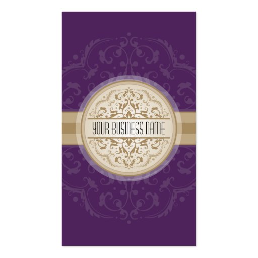 BUSINESS CARD modern oriental mandala purple gold (front side)