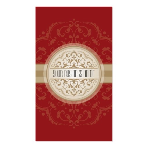 BUSINESS CARD modern oriental mandala red gold (front side)