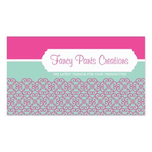 BUSINESS CARD modern rosette pattern pink mint (front side)
