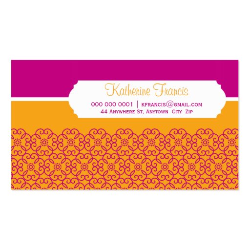 BUSINESS CARD modern rosette pattern pink orange (back side)