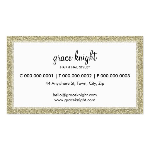 BUSINESS CARD modern simple glitter gold (back side)